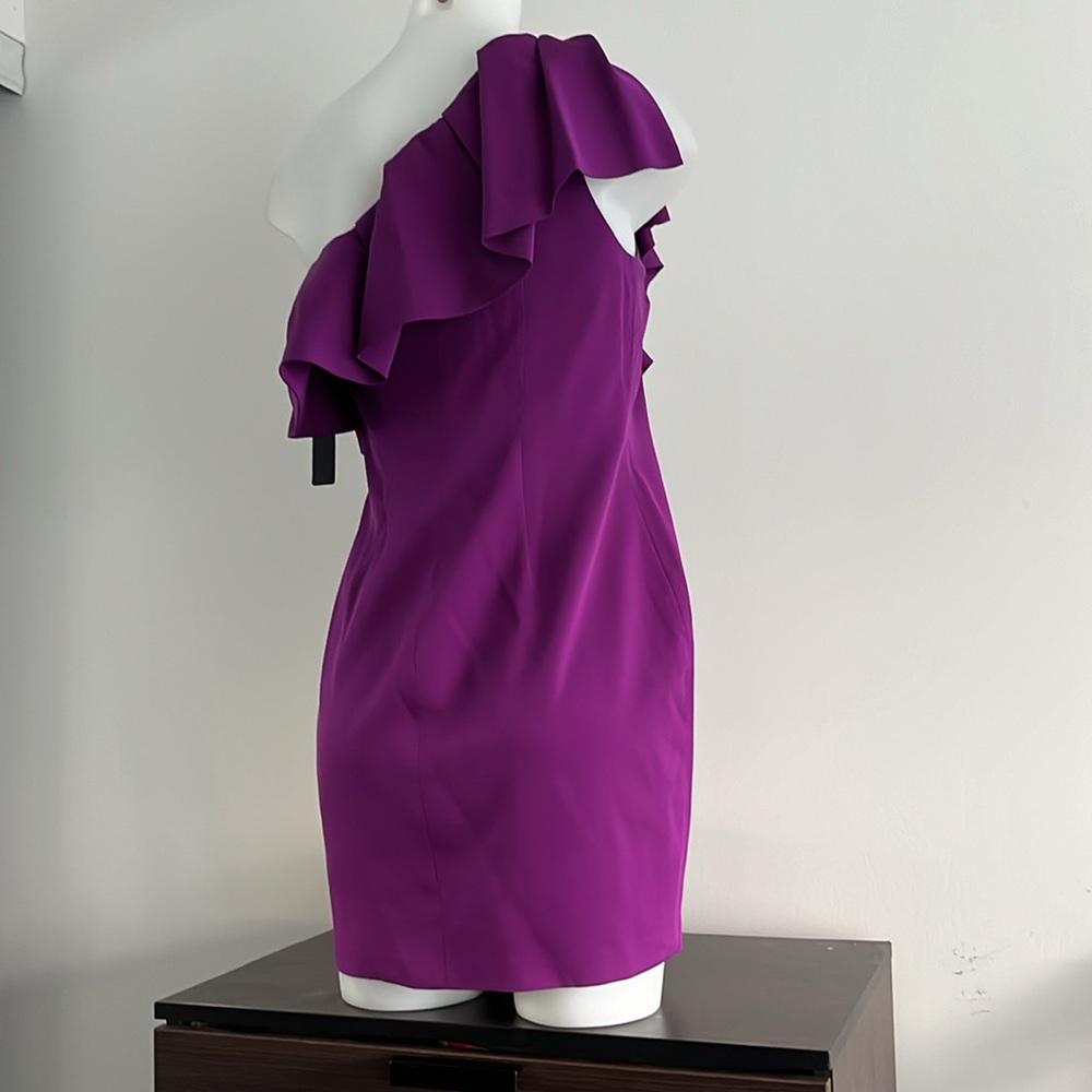 NEW 100% Silk Robert Rodriquez one shoulder purple cocktail Dress size small - Picture 5 of 10